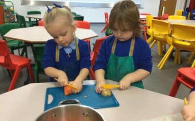 Making and tasting soup in Nursery